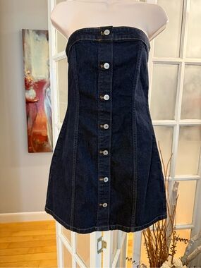 ✨Abercrombie & Fitch Dark Denim Strapless Mini Dress Small✨